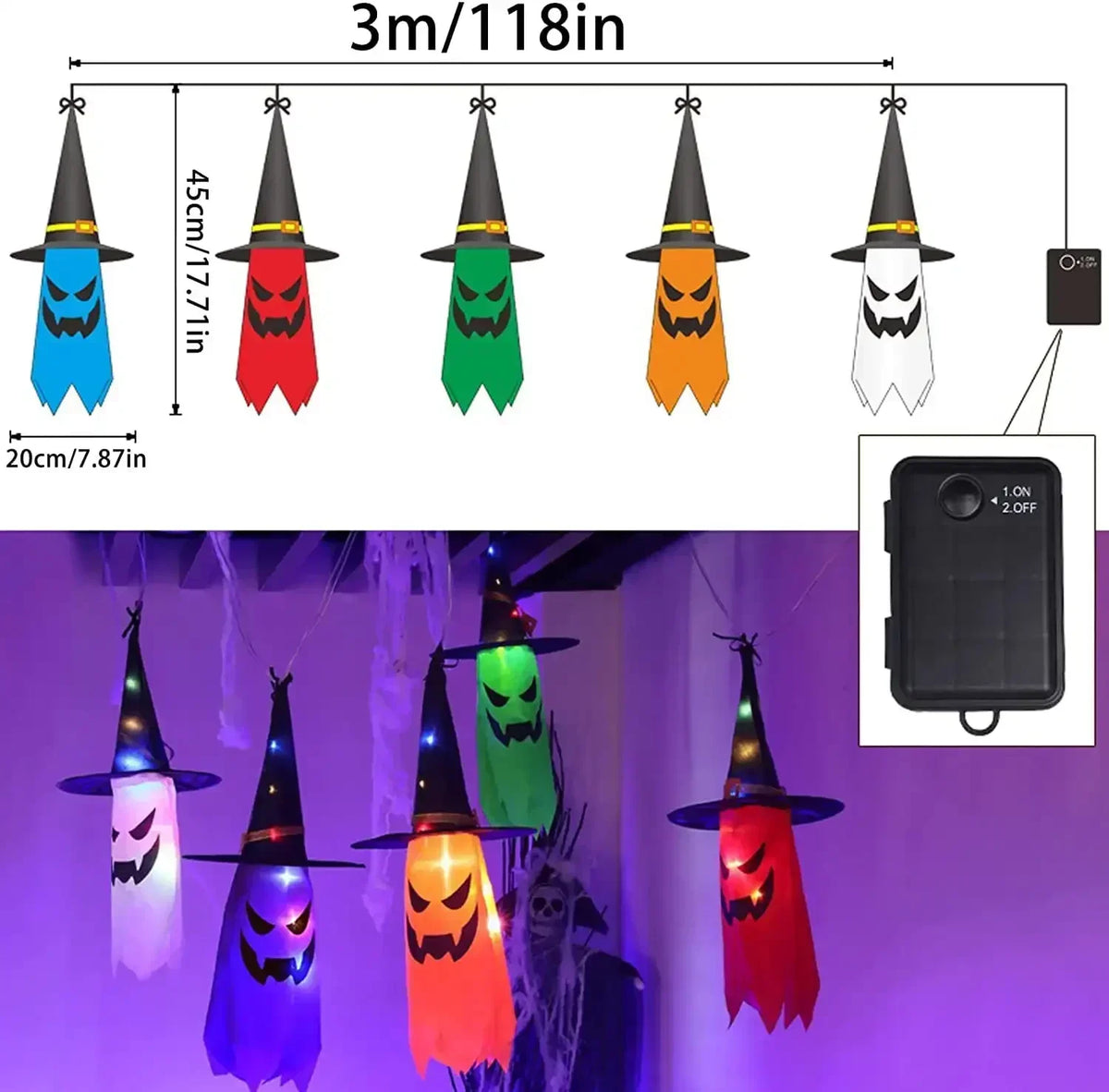 Halloween Witch Hat String Lights 5-Pack